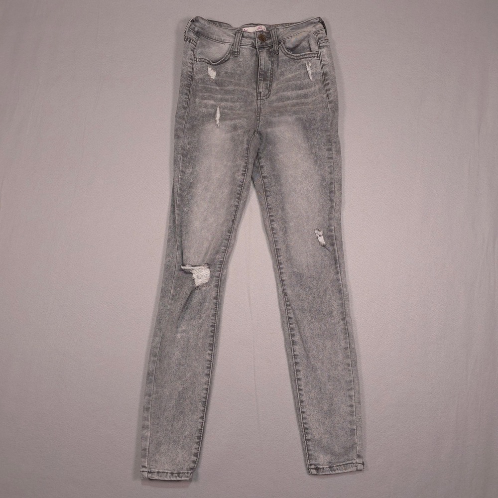 Sol High Rise Jegging Gray Acid Wash Distressed Skinny Jeans Womens 3/26W
